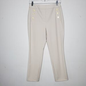JL ATELIER Womens Pull On Ankle Pants Small Cream Stretch Neutral Quiet Luxury